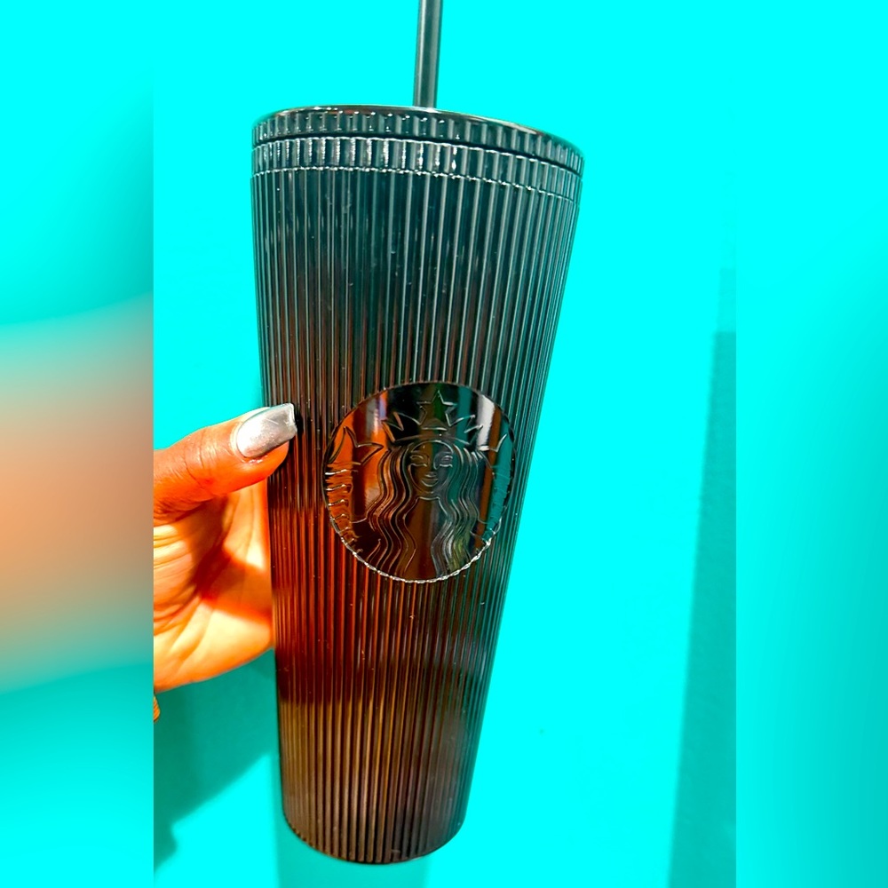 Black rigged Starbucks tumbler